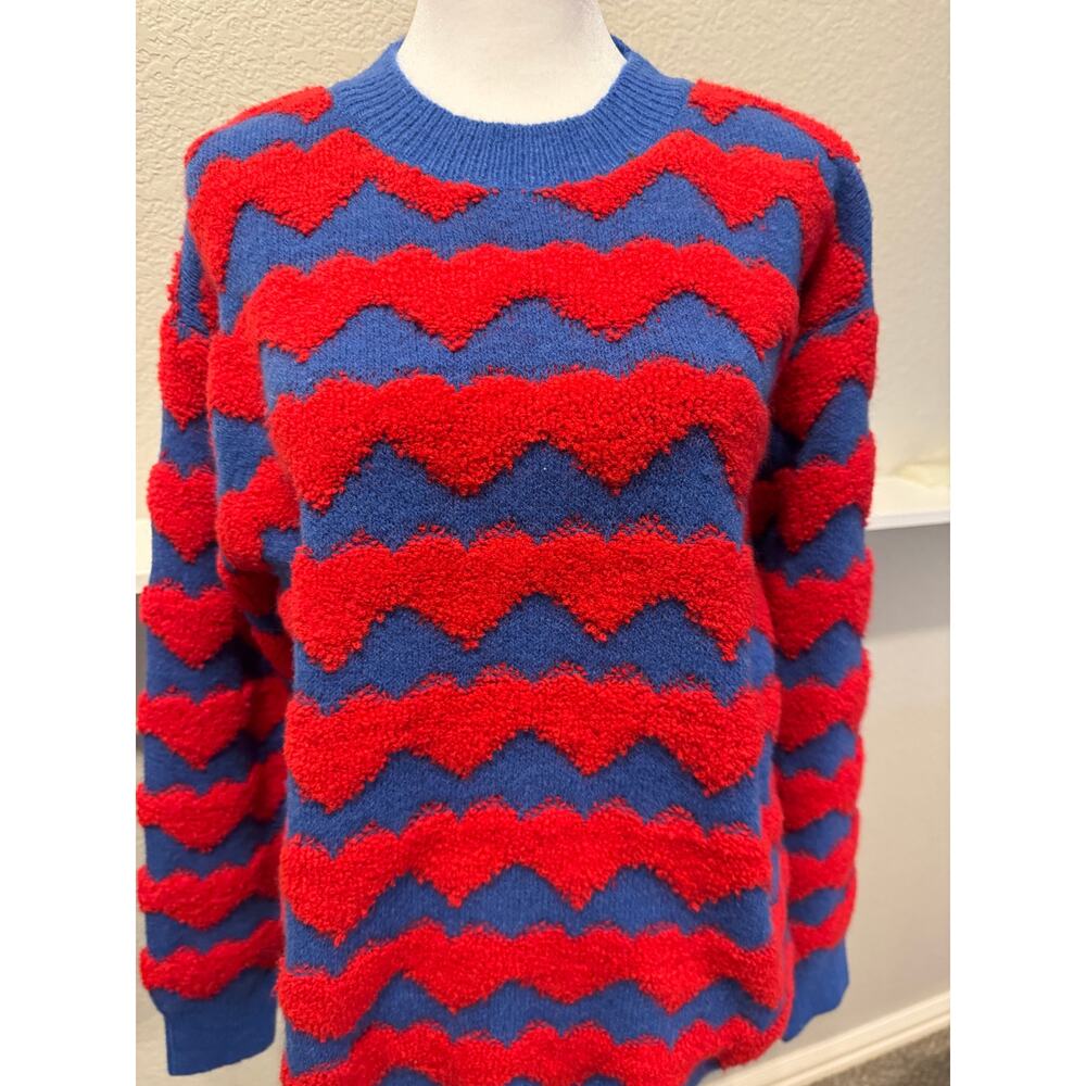 New-Wave Pattern Sweater-Blue & Red-Medium